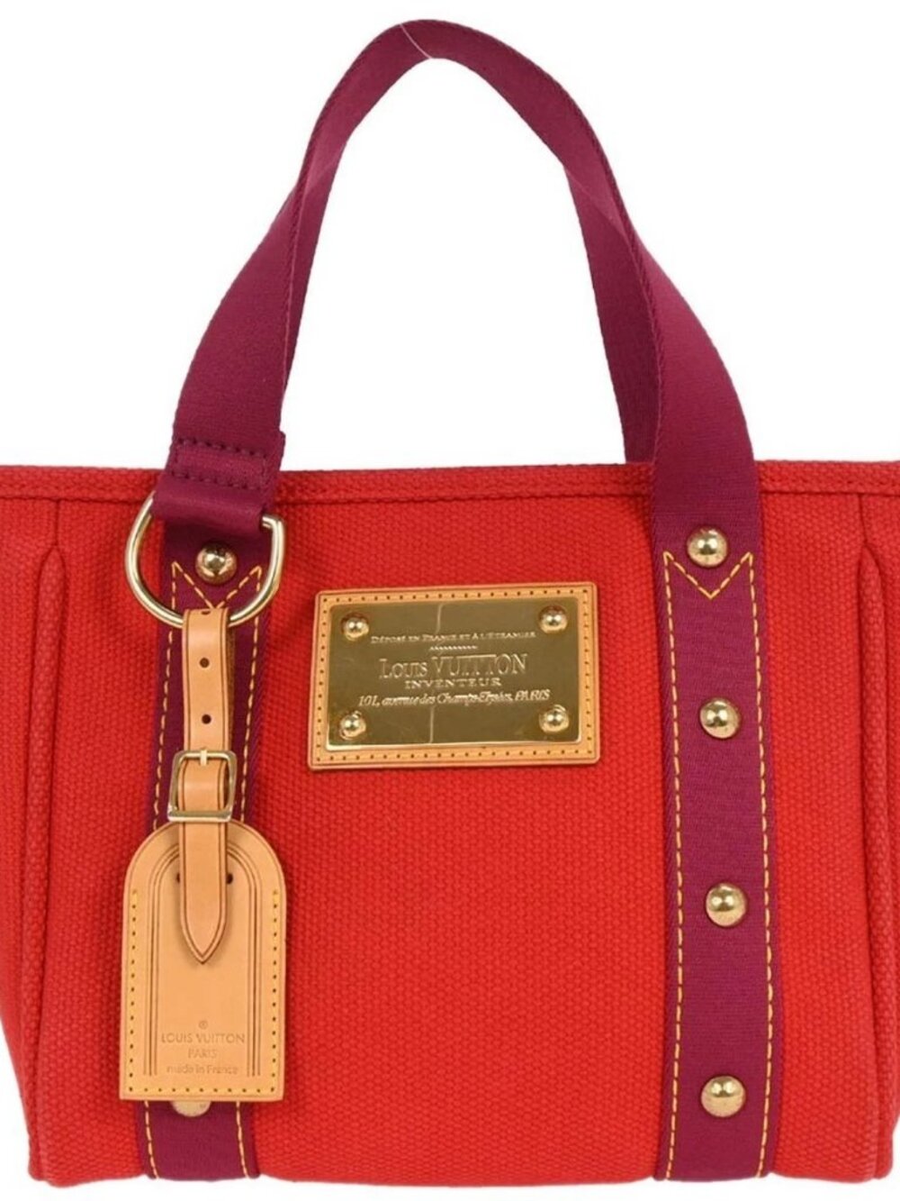 Louis Vuitton Red Purple Antigua Cabas PM Tote Bag M40037 FL0065 155728